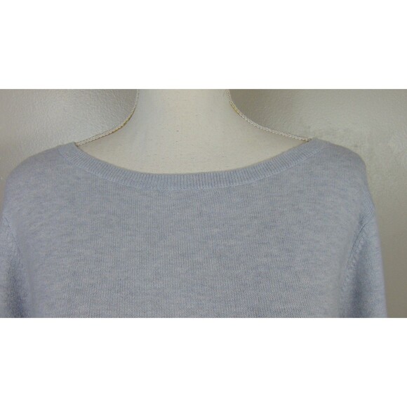 Garnet Hill Sweater Size Large Gray Fine Merino Wool Blend Knit Bell Sleeve - Picture 2 of 10